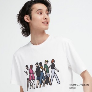 Koszulka Damskie Uniqlo PEACE FOR ALL Short-Sleeve Graphic (Julian Opie) Białe,Uniqlo Polska | U437700