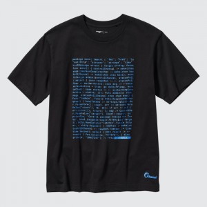Koszulka Damskie Uniqlo PEACE FOR ALL Short-Sleeve Graphic (Akamai) Czarne,Uniqlo Polska | N911583