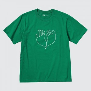 Koszulka Damskie Uniqlo PEACE FOR ALL Short-Sleeve Graphic (Christophe Lemaire) Zielone,Uniqlo Polska | Y614271