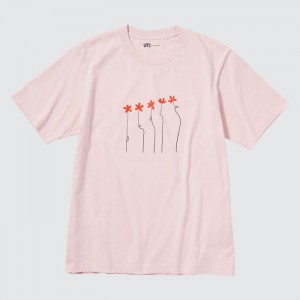 Koszulka Damskie Uniqlo PEACE FOR ALL Short-Sleeve Graphic (Hana Tajima) Różowe,Uniqlo Polska | T253039