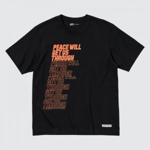 Koszulka Damskie Uniqlo PEACE FOR ALL Short-Sleeve Graphic (Shingo Kunieda) Czarne,Uniqlo Polska | E455422