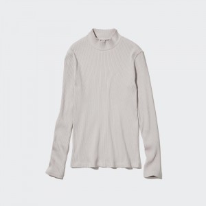 Koszulka Damskie Uniqlo Ribbed High Neck Long-Sleeve Głęboka Szare,Uniqlo Polska | V946266