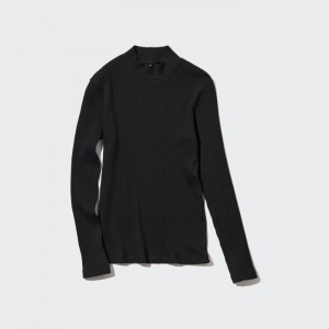 Koszulka Damskie Uniqlo Ribbed High Neck Long-Sleeve Czarne,Uniqlo Polska | R489735