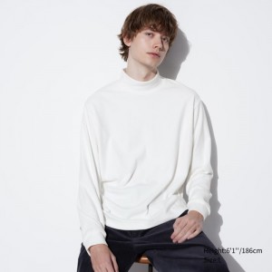 Koszulka Damskie Uniqlo Smooth Fleece Mock Neck Long-Sleeve Białe,Uniqlo Polska | R641197