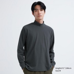 Koszulka Damskie Uniqlo Smooth Fleece Mock Neck Long-Sleeve Ciemny Szare,Uniqlo Polska | A171111