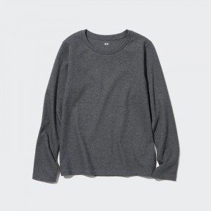 Koszulka Damskie Uniqlo Smooth Stretch Cotton Crew Neck Long-Sleeve Ciemny Szare,Uniqlo Polska | A892975