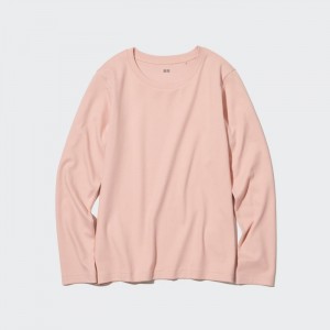 Koszulka Damskie Uniqlo Smooth Stretch Cotton Crew Neck Long-Sleeve Różowe,Uniqlo Polska | M309828
