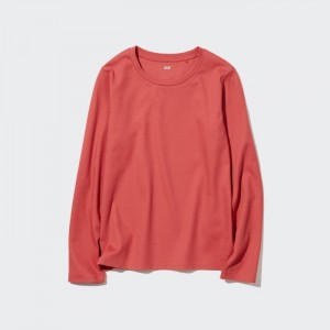 Koszulka Damskie Uniqlo Smooth Stretch Cotton Crew Neck Long-Sleeve Czerwone,Uniqlo Polska | Y380105