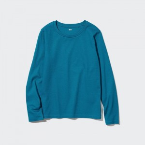 Koszulka Damskie Uniqlo Smooth Stretch Cotton Crew Neck Long-Sleeve Zielone,Uniqlo Polska | F019047
