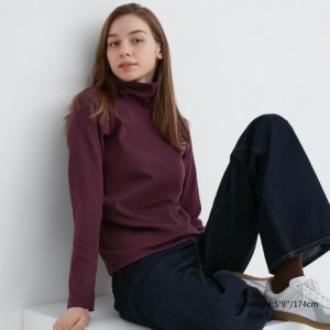 Koszulka Damskie Uniqlo Smooth Stretch Cotton Turtleneck Long-Sleeve Wine,Uniqlo Polska | G017639