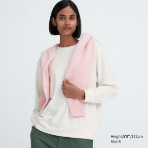 Koszulka Damskie Uniqlo Soft Knitted Fleece Crew Neck Long-Sleeve Białe,Uniqlo Polska | D946969