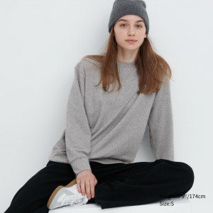 Koszulka Damskie Uniqlo Soft Knitted Fleece Crew Neck Long-Sleeve Szare,Uniqlo Polska | A942769