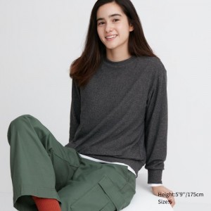 Koszulka Damskie Uniqlo Soft Knitted Fleece Crew Neck Long-Sleeve Ciemny Szare,Uniqlo Polska | H418822