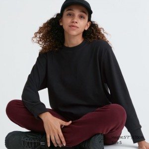 Koszulka Damskie Uniqlo Soft Knitted Fleece Crew Neck Long-Sleeve Czarne,Uniqlo Polska | N017813