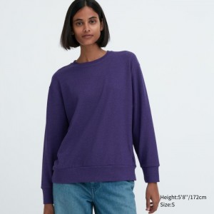 Koszulka Damskie Uniqlo Soft Knitted Fleece Crew Neck Long-Sleeve Fioletowe,Uniqlo Polska | K901430