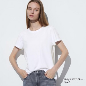 Koszulka Damskie Uniqlo Supima Cotton Crew Neck Short Sleeve Białe,Uniqlo Polska | F588506