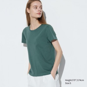 Koszulka Damskie Uniqlo Supima Cotton Crew Neck Short Sleeve Zielone,Uniqlo Polska | E684058