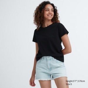 Koszulka Damskie Uniqlo Supima® Cotton Crew Neck Short-Sleeve Czarne,Uniqlo Polska | L986132