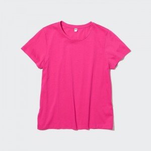 Koszulka Damskie Uniqlo Supima® Cotton Crew Neck Short-Sleeve Różowe,Uniqlo Polska | E950336
