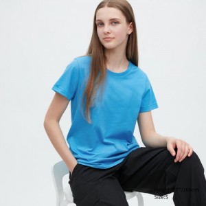 Koszulka Damskie Uniqlo Supima® Cotton Crew Neck Short-Sleeve Niebieskie,Uniqlo Polska | V106730
