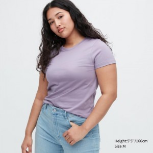 Koszulka Damskie Uniqlo Supima® Cotton Crew Neck Short-Sleeve Fioletowe,Uniqlo Polska | O106733