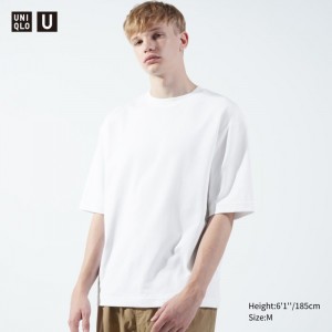 Koszulka Damskie Uniqlo U AIRism Cotton Oversized Crew Neck Half-Sleeve Białe,Uniqlo Polska | K370242