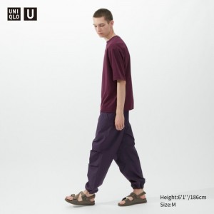 Koszulka Damskie Uniqlo U AIRism Cotton Oversized Crew Neck Half-Sleeve Fioletowe,Uniqlo Polska | K650548