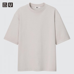 Koszulka Damskie Uniqlo U AIRism Cotton Oversized Crew Neck Half-Sleeve Głęboka Szare,Uniqlo Polska | B099238