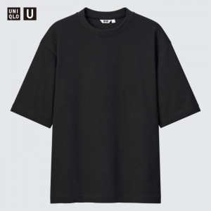 Koszulka Damskie Uniqlo U AIRism Cotton Oversized Crew Neck Half-Sleeve Czarne,Uniqlo Polska | Y805899