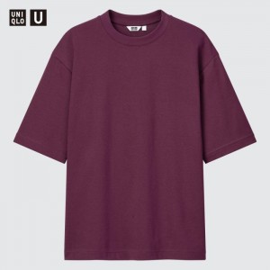 Koszulka Damskie Uniqlo U AIRism Cotton Oversized Crew Neck Half-Sleeve Fioletowe,Uniqlo Polska | L201604