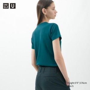 Koszulka Damskie Uniqlo U Crew Neck Short-Sleeve Ciemny Zielone,Uniqlo Polska | M396578