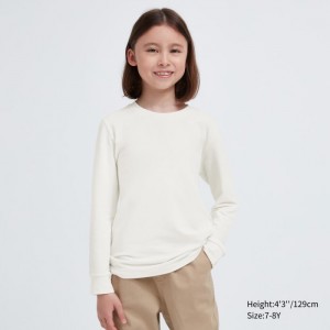 Koszulka Dziecięce Uniqlo HEATTECH Cotton Crew Neck Long-Sleeve (Extra Warm) Białe,Uniqlo Polska | R191844