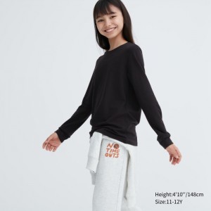 Koszulka Dziecięce Uniqlo HEATTECH Cotton Crew Neck Long-Sleeve (Extra Warm) Czarne,Uniqlo Polska | K179656
