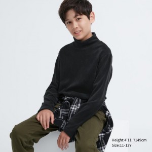 Koszulka Dziecięce Uniqlo Ribbed Fleece High Neck Long-Sleeve Czarne,Uniqlo Polska | E222308