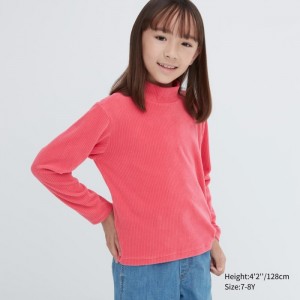 Koszulka Dziecięce Uniqlo Ribbed Fleece High Neck Long-Sleeve Różowe,Uniqlo Polska | P150033