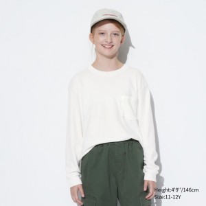 Koszulka Dziecięce Uniqlo Soft Brushed Crew Neck Long-Sleeve Białe,Uniqlo Polska | R105672