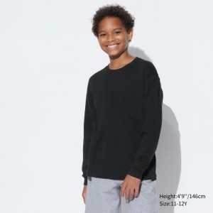 Koszulka Dziecięce Uniqlo Soft Brushed Crew Neck Long-Sleeve Czarne,Uniqlo Polska | A199143