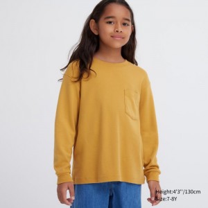 Koszulka Dziecięce Uniqlo Soft Brushed Crew Neck Long-Sleeve Żółte,Uniqlo Polska | I384110
