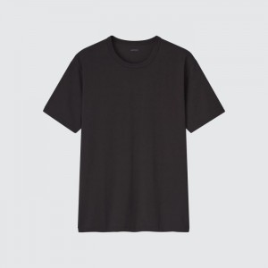 Koszulka Męskie Uniqlo AIRism Cotton Crew Neck Short-Sleeve Czarne,Uniqlo Polska | Q481361