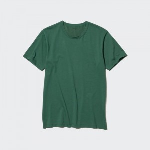 Koszulka Męskie Uniqlo AIRism Cotton Crew Neck Short-Sleeve Zielone,Uniqlo Polska | H055571