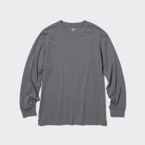 Koszulka Męskie Uniqlo AIRism Cotton UV Protection Crew Neck Long-Sleeve (2022 Edition) Szare,Uniqlo Polska | U085454