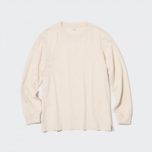Koszulka Męskie Uniqlo AIRism Cotton UV Protection Crew Neck Long-Sleeve (2022 Edition) Beżowe,Uniqlo Polska | N259331