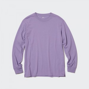 Koszulka Męskie Uniqlo AIRism Cotton UV Protection Crew Neck Long-Sleeve (2022 Edition) Fioletowe,Uniqlo Polska | Q152918
