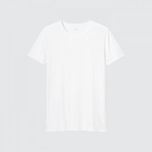 Koszulka Męskie Uniqlo AIRism Crew Neck Short-Sleeve Białe,Uniqlo Polska | E658697