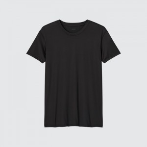 Koszulka Męskie Uniqlo AIRism Crew Neck Short-Sleeve Czarne,Uniqlo Polska | R687079