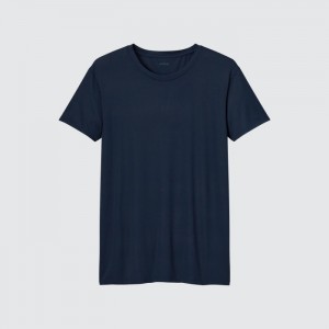 Koszulka Męskie Uniqlo AIRism Crew Neck Short-Sleeve Granatowe,Uniqlo Polska | P119858