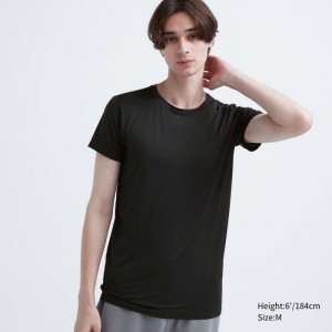 Koszulka Męskie Uniqlo AIRism Crew Neck Short-Sleeve Czarne,Uniqlo Polska | Y432290