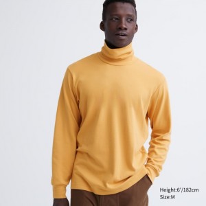 Koszulka Męskie Uniqlo Brushed Cotton Turtleneck Long-Sleeve Żółte,Uniqlo Polska | Q260024