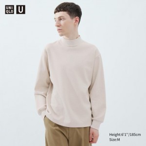 Koszulka Męskie Uniqlo Brushed Jersey Mock Neck Long-Sleeve Natural,Uniqlo Polska | M485764
