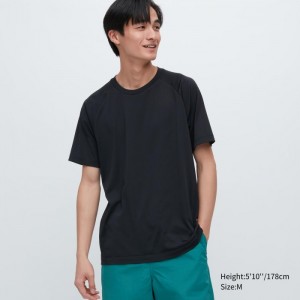 Koszulka Męskie Uniqlo DRY-EX Crew Neck Short-Sleeve Czarne,Uniqlo Polska | F416134